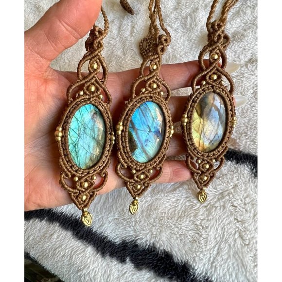 Handmade Jewelry - CHOOSE FROM 3! Super FLash Labradorite Hemp Necklace